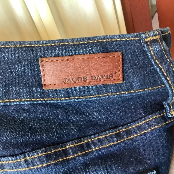 Jacob Davis Womens Denim Jean Shorts Dark Wash Cuffed Stretch Size 29 - Picture 5 of 6